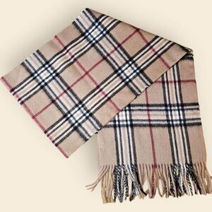 Plaid Light Brown Wool Cashmere Fall Scarf